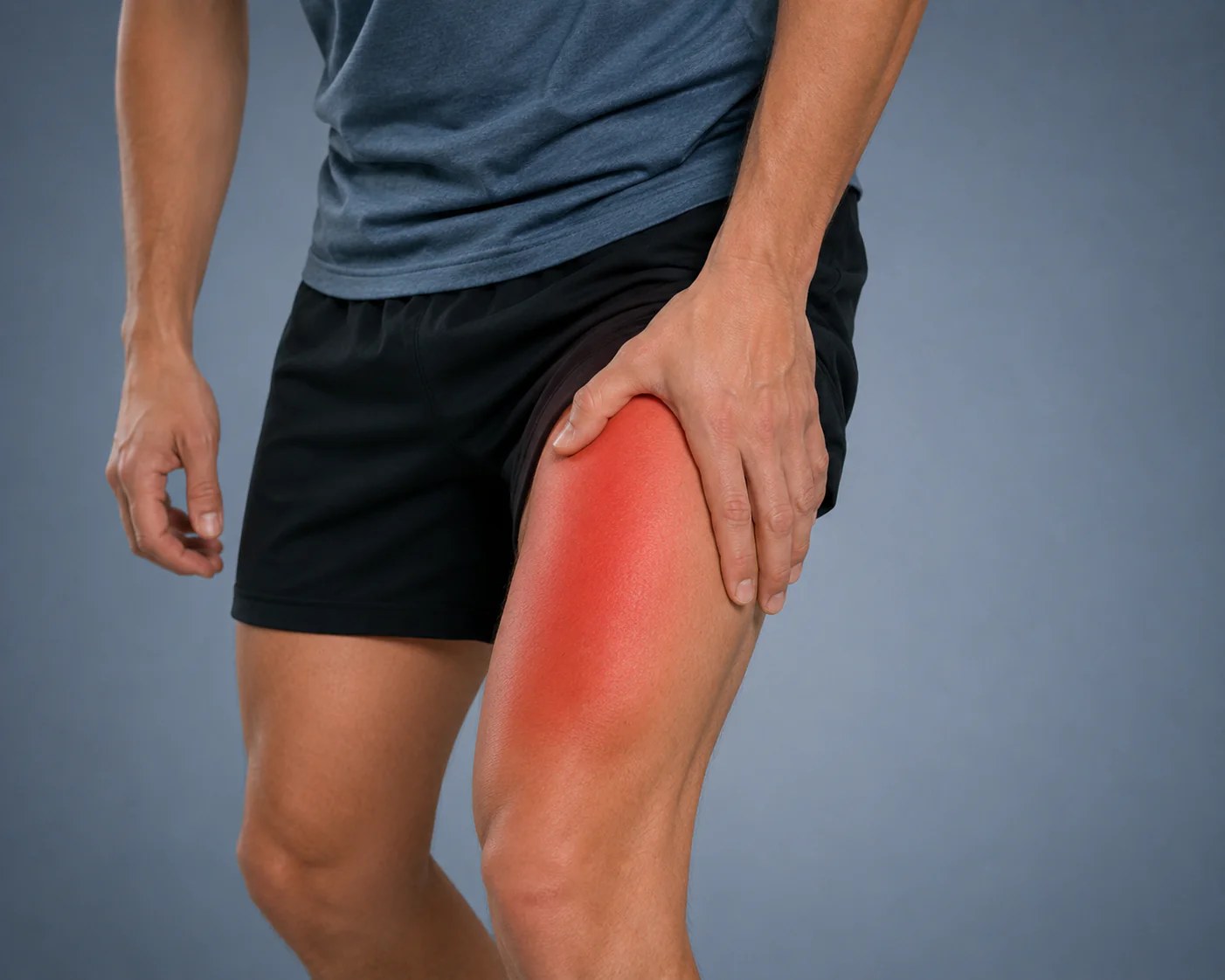 Personne tenant l'arrière de sa cuisse douloureuse après une course